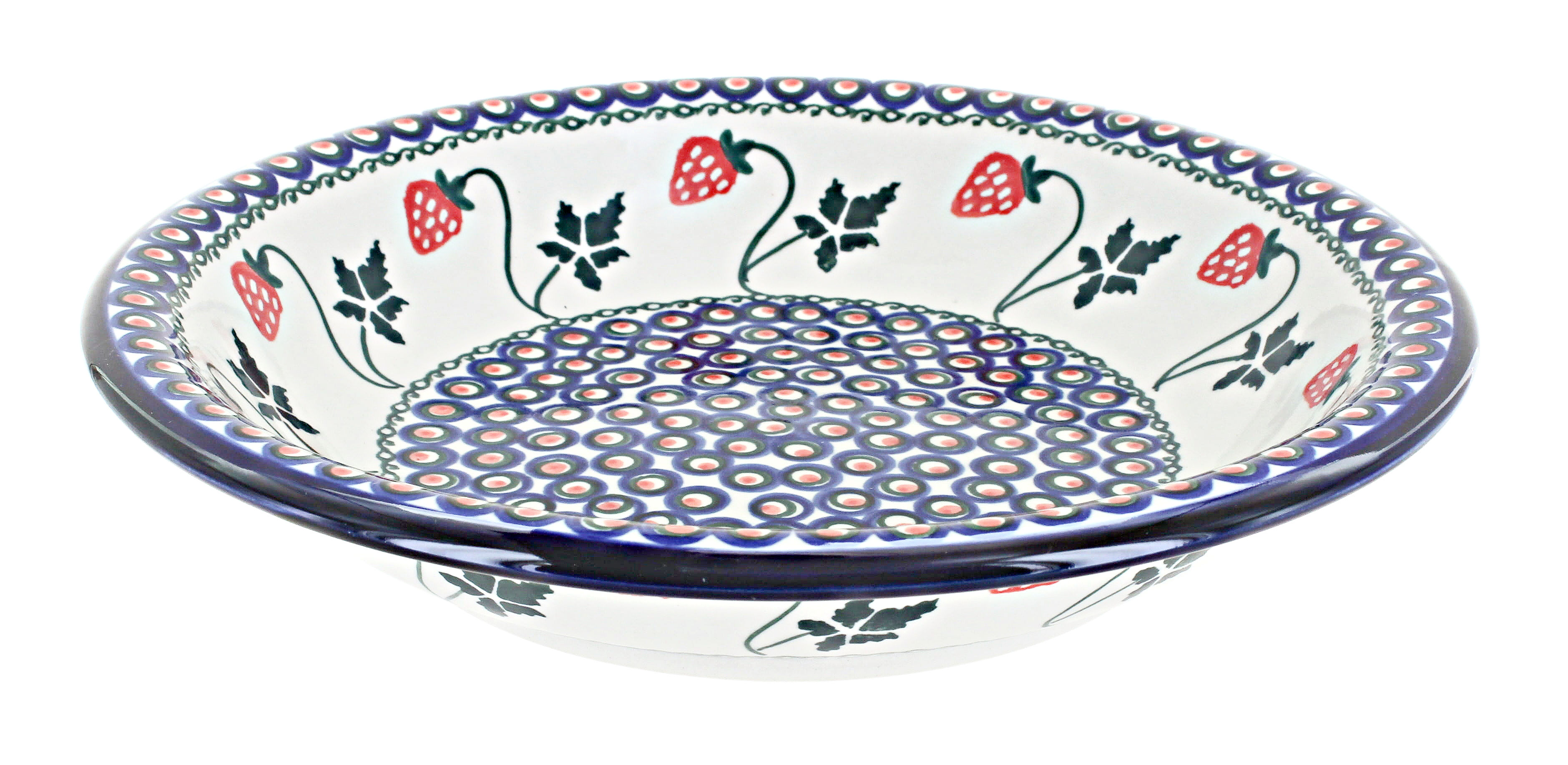 Blue Rose Polish Pottery | Strawberry Delight Soup Plate