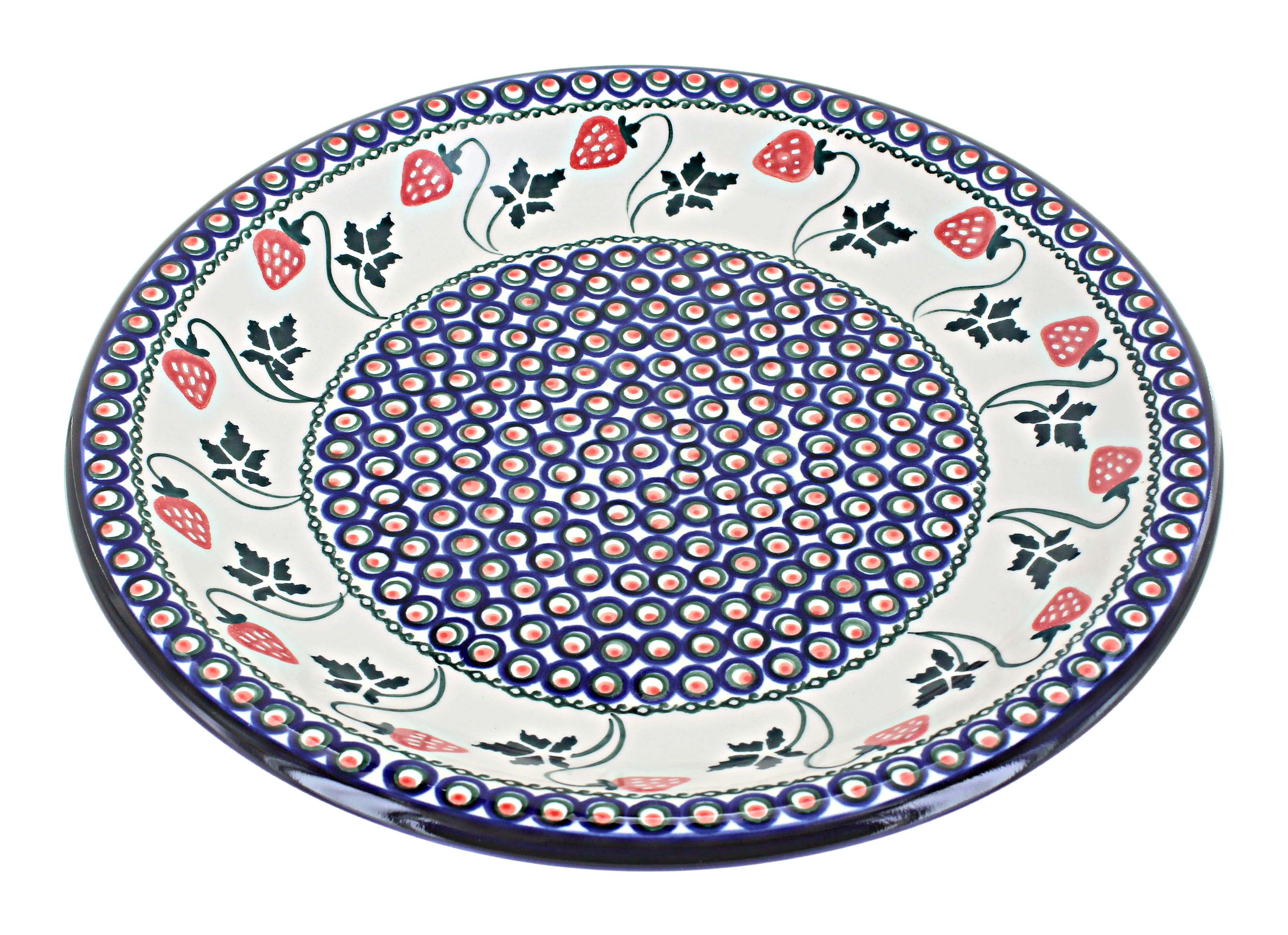 Blue Rose Polish Pottery | Strawberry Delight Dinner Plate