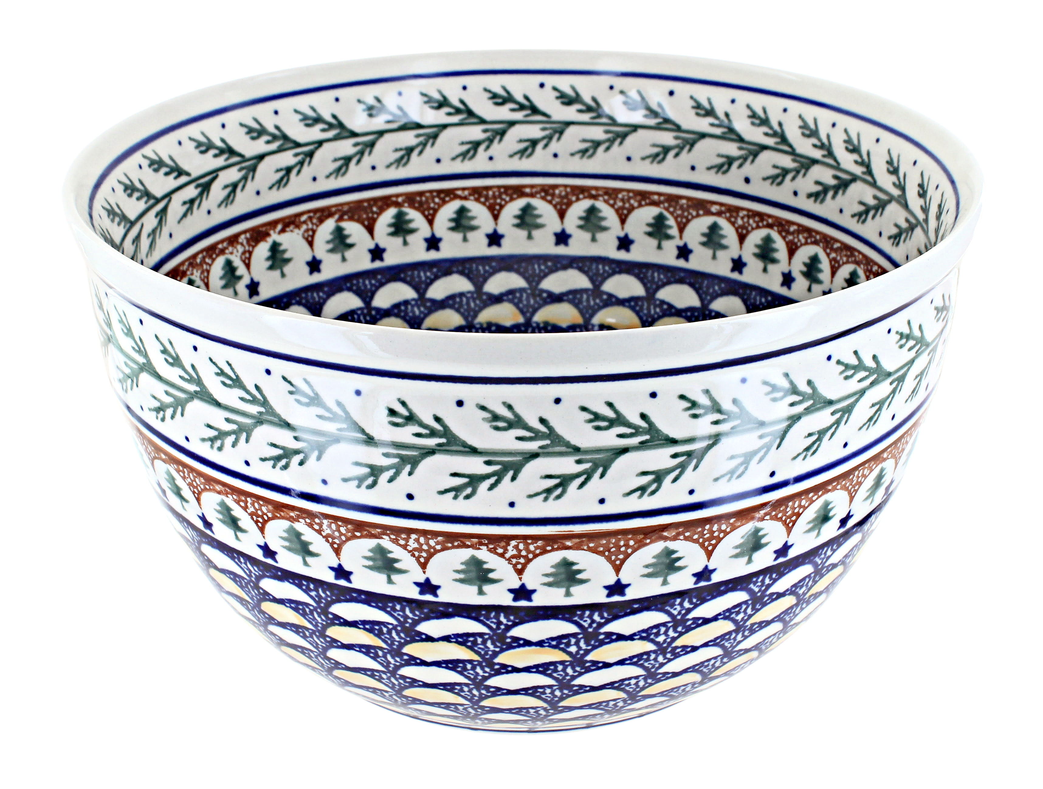 Blue Rose Polish Pottery  Flowering Peacock Large Mixing Bowl