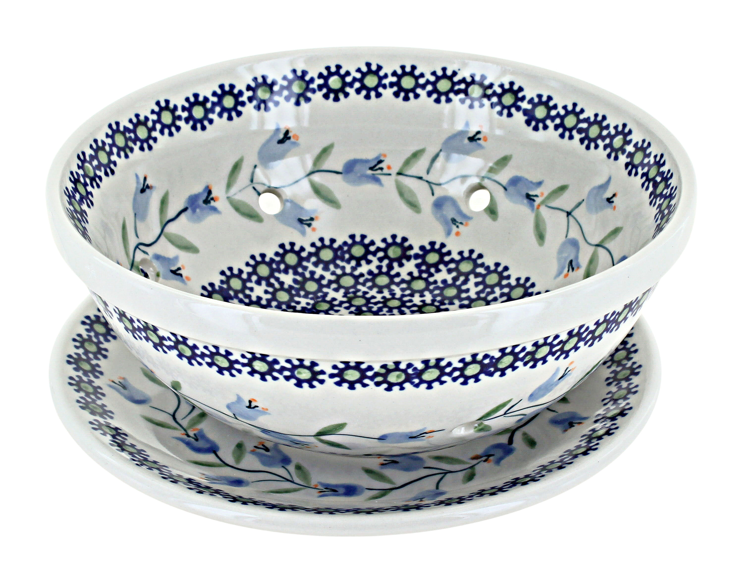 Blue Rose Polish Pottery | Tulip Berry Bowl With Plate