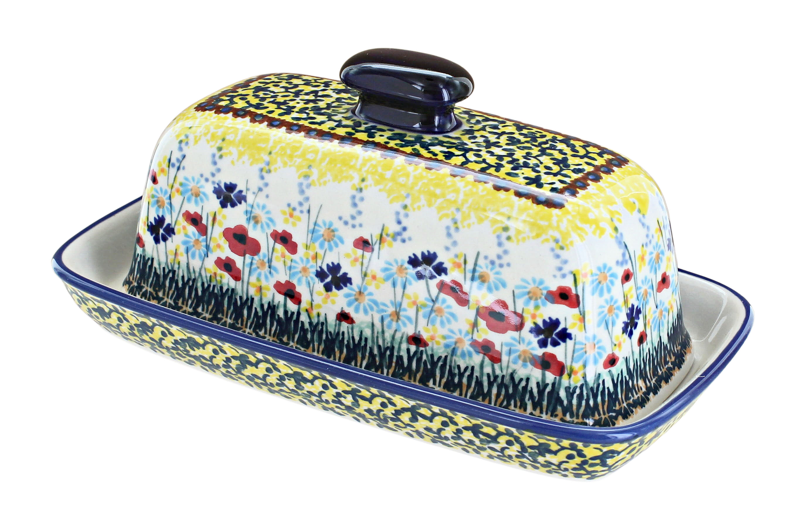 Blue Rose Polish Pottery | Prairie Garden Butter Dish