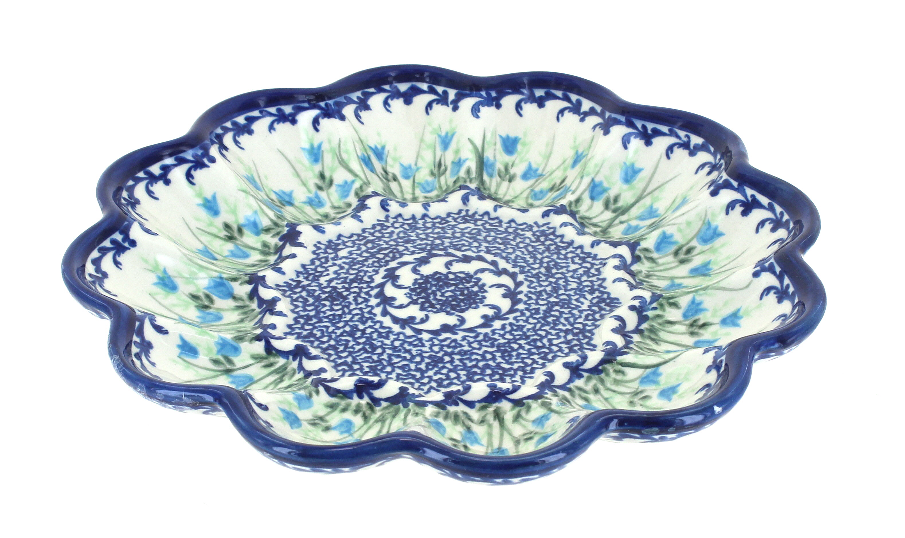 Blue Rose Polish Pottery | Misty Egg Plate