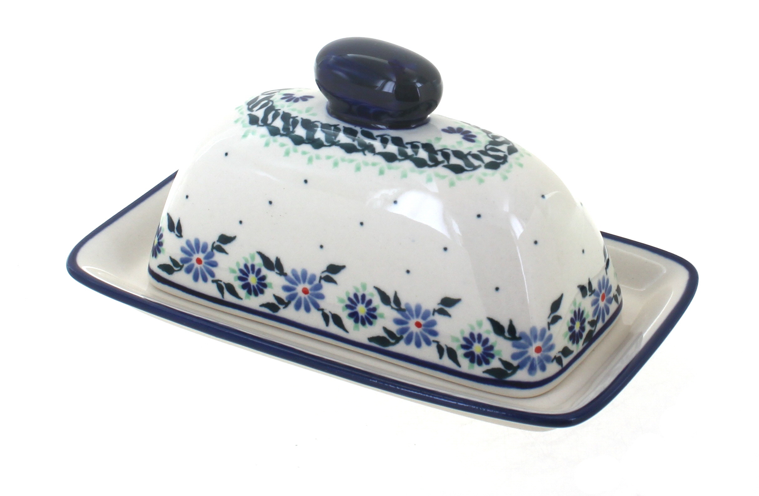 Blue Rose Polish Pottery | Petite Bouquet Butter Dish