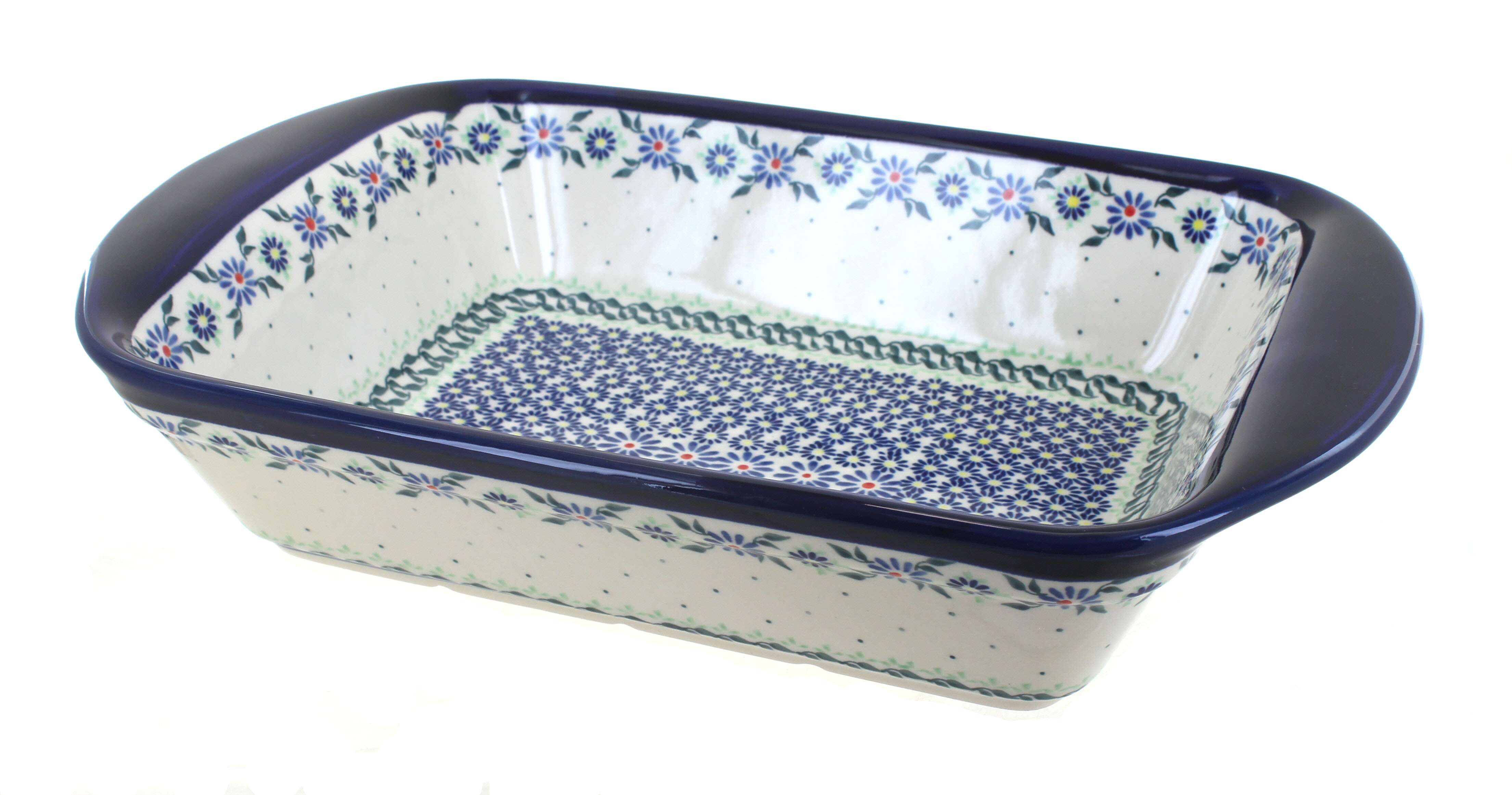 Blue Rose Polish Pottery | Petite Bouquet Large Rectangular Baker With ...