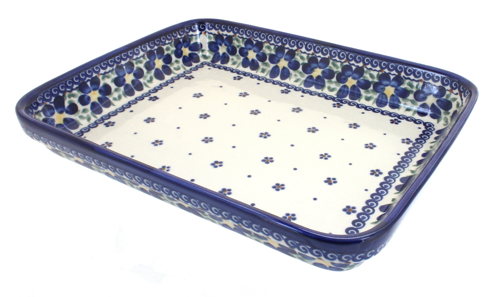 Blue Rose Polish Pottery | Spring Blossom Large Rectangular Baker