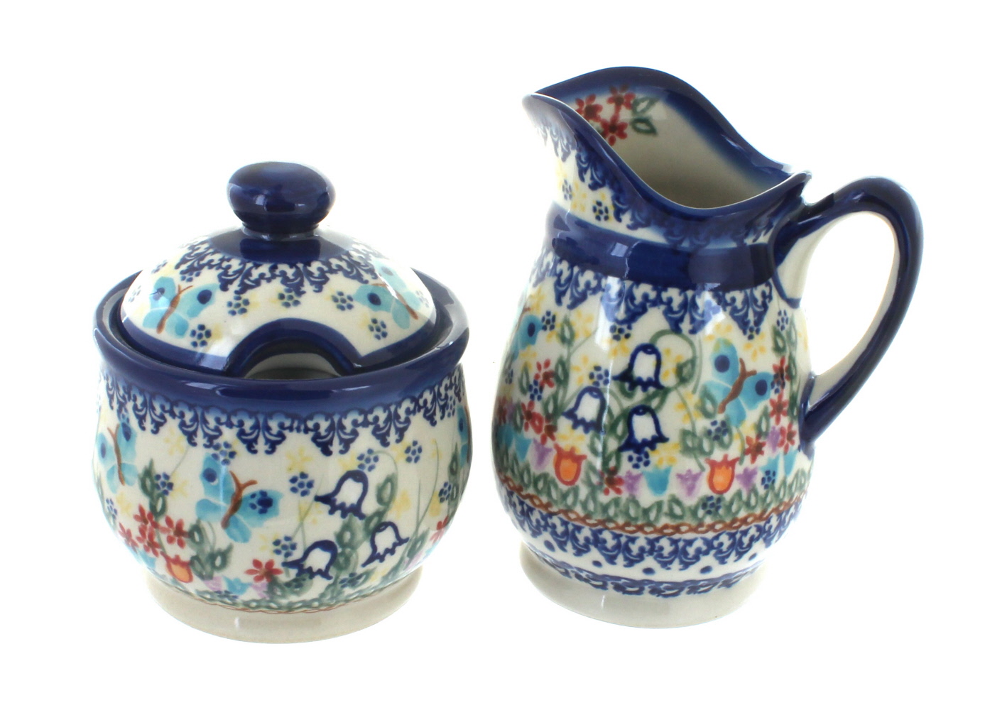 Blue Rose Polish Pottery | Garden Of Eden Cream & Sugar Set