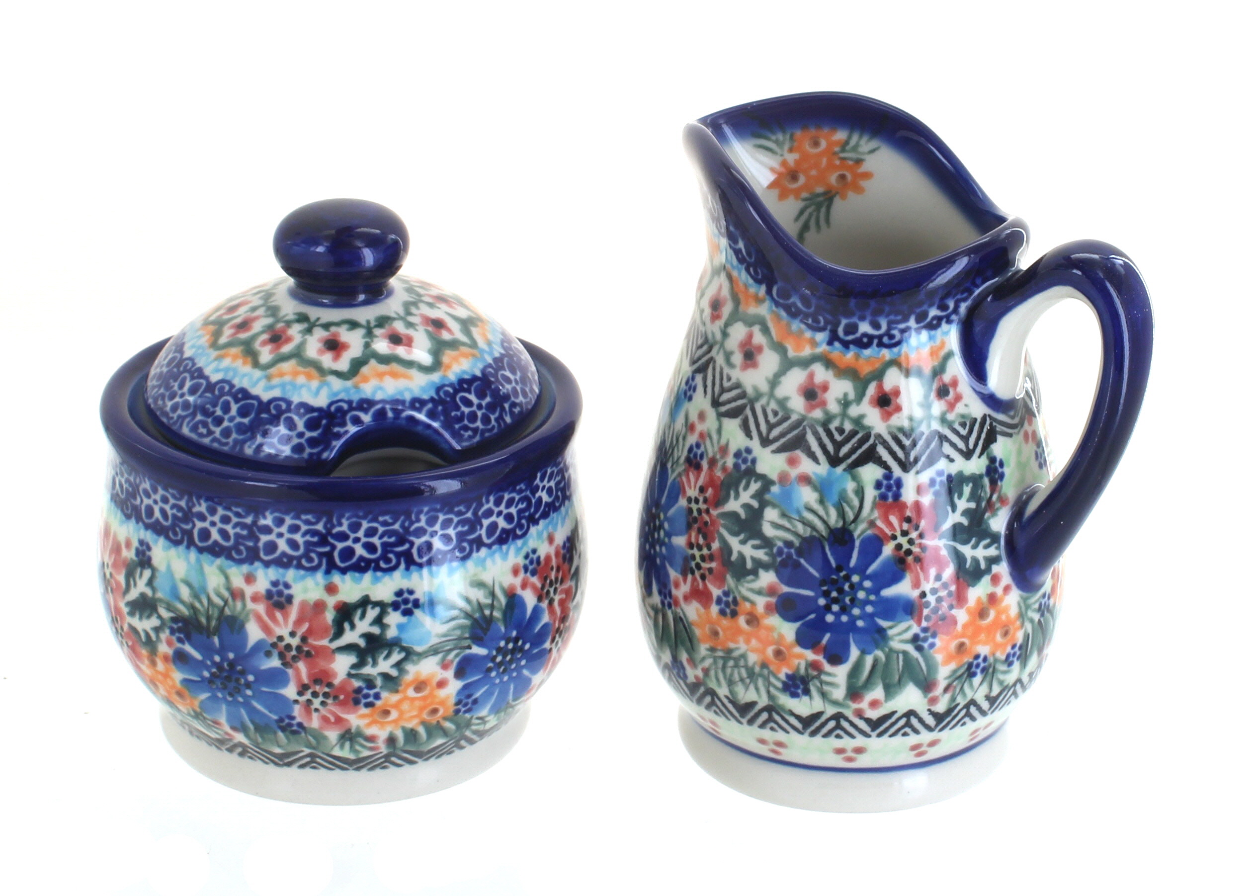 Blue Rose Polish Pottery | Ashley Cream & Sugar Set