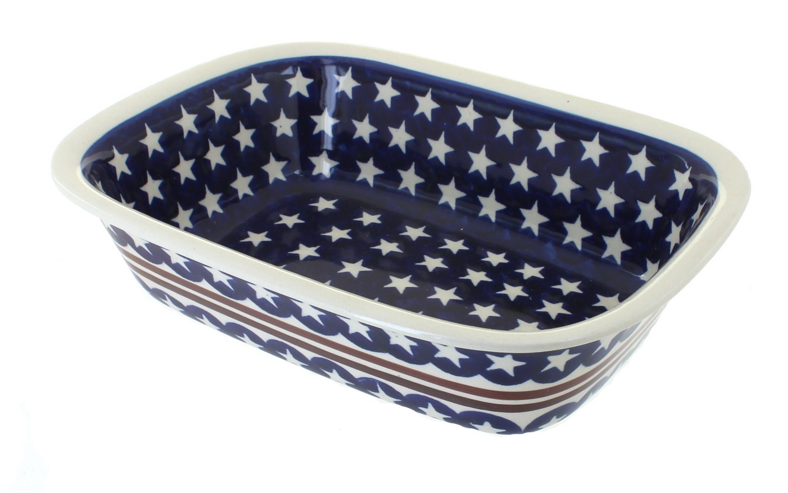 Polish Pottery 14 Muffin Pan Stars and Stripes