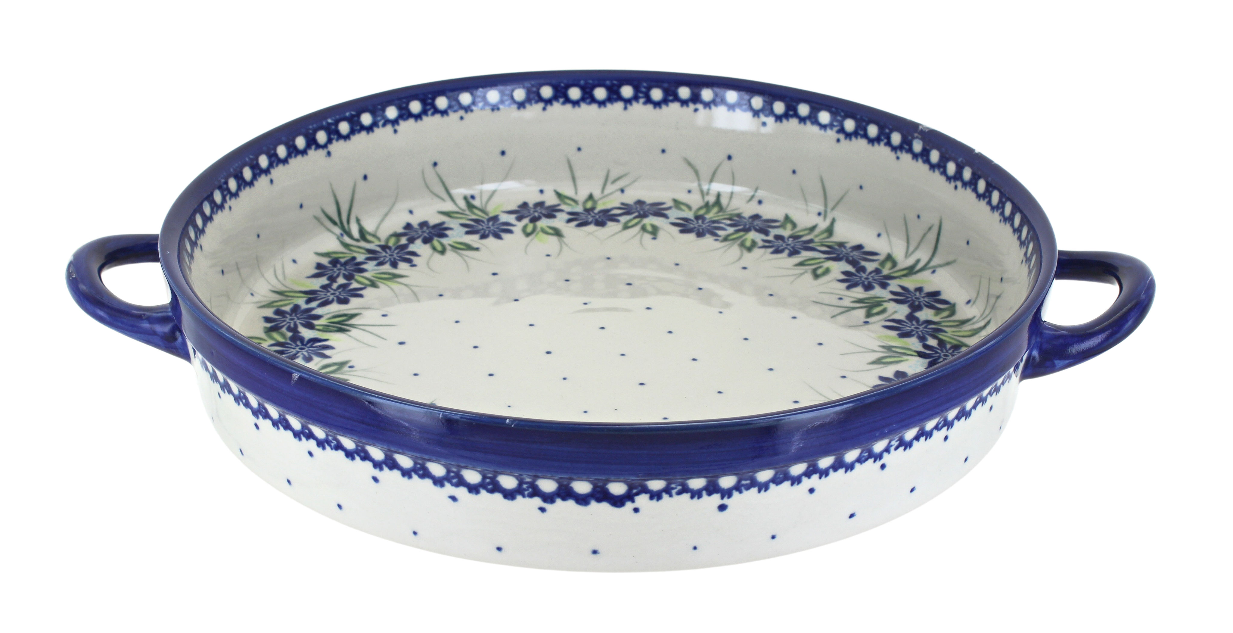 Blue Rose Polish Pottery | Sierra Large Round Baker With Handles