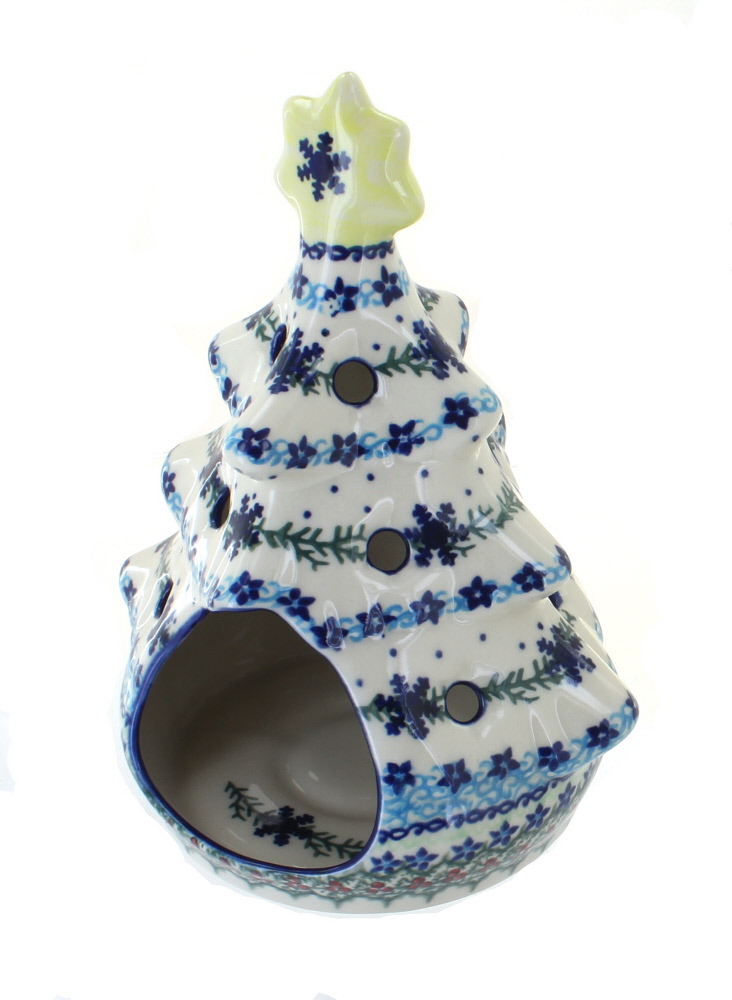 Blue Rose Polish Pottery | Winter Celebration Christmas Tree Luminary