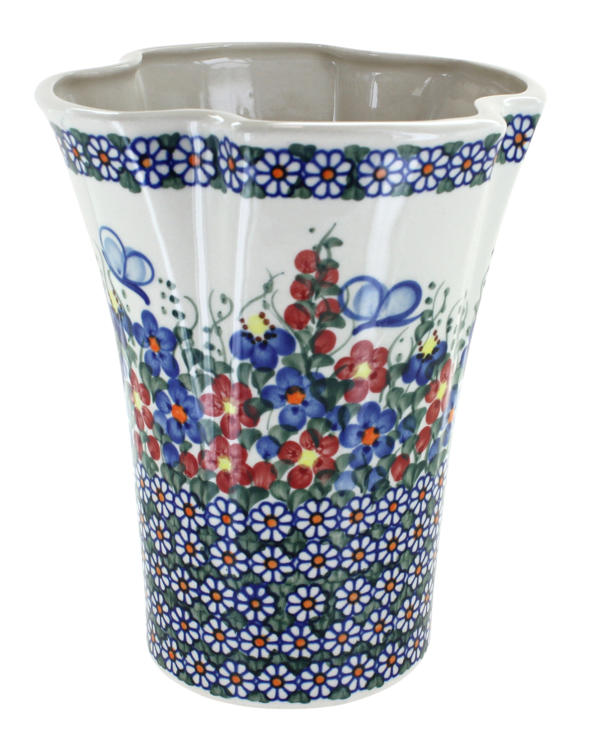 Blue Rose Polish Pottery | Garden Butterfly Vase