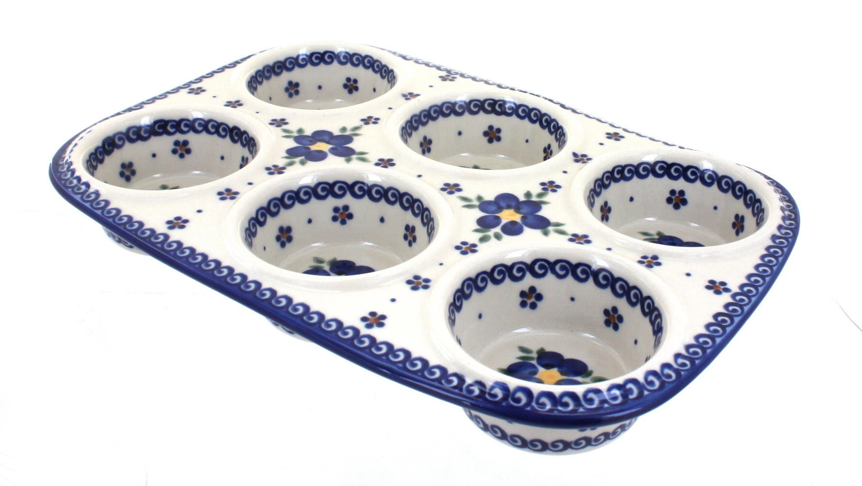 Polish Pottery - Muffin Pan - Summer Blossoms - The Polish Pottery Outlet