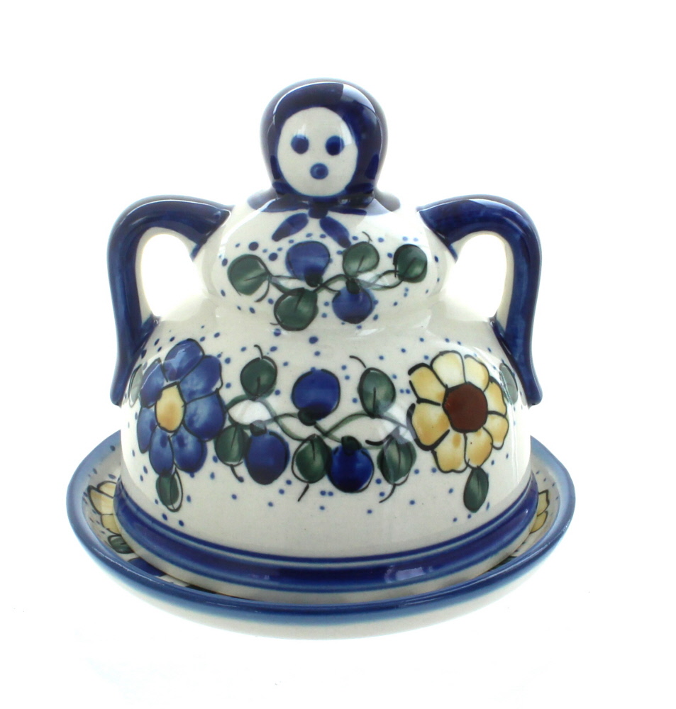 Blue Rose Polish Pottery | Geranium Medium Cheese Lady