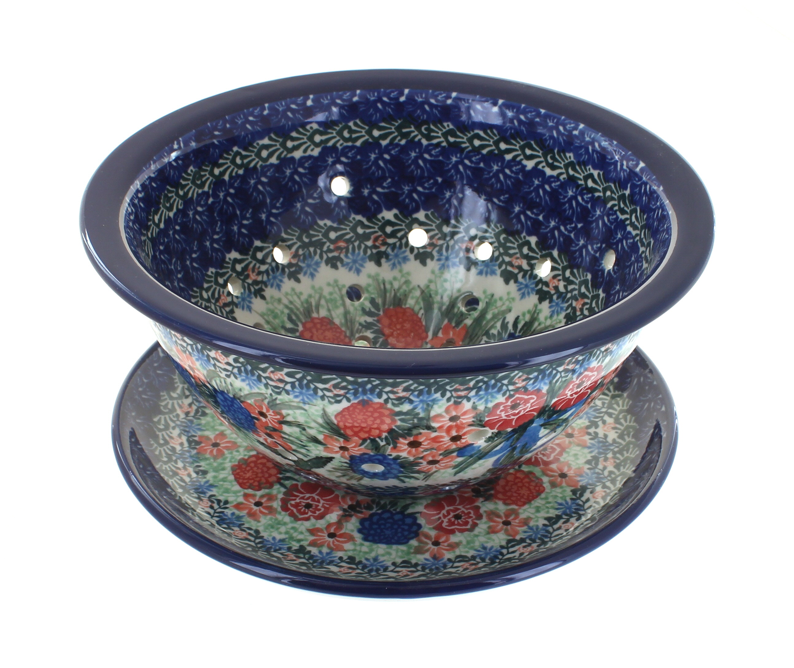 Blue Rose Polish Pottery | Blush Bouquet Berry Bowl & Plate