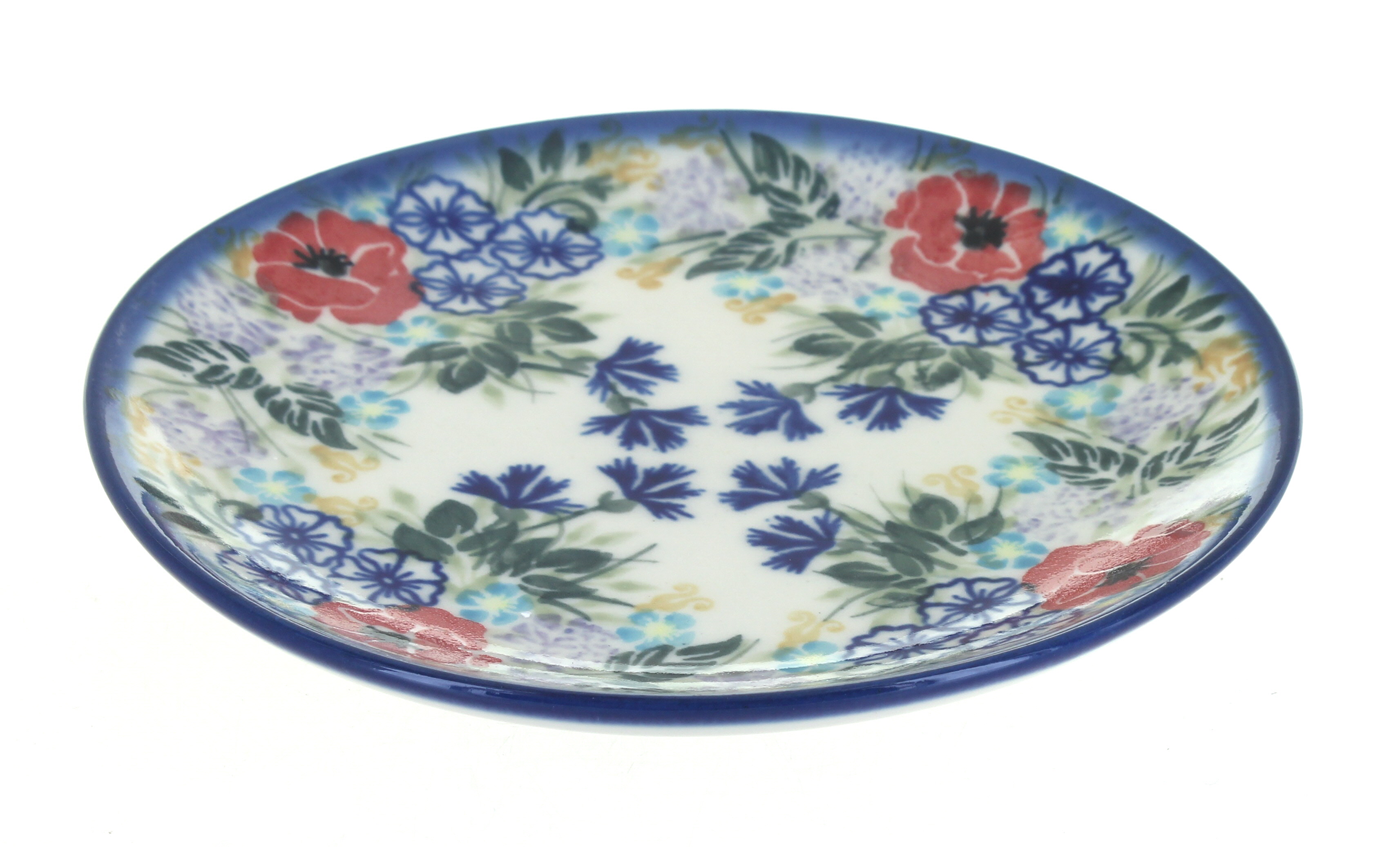 Blue Rose Polish Pottery | Summer Garden Dessert Plate