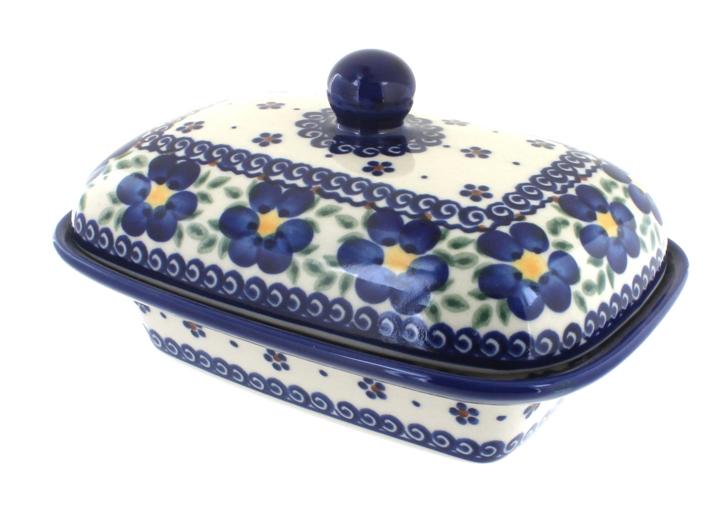 Blue Rose Polish Pottery | Spring Blossom Butter Tub