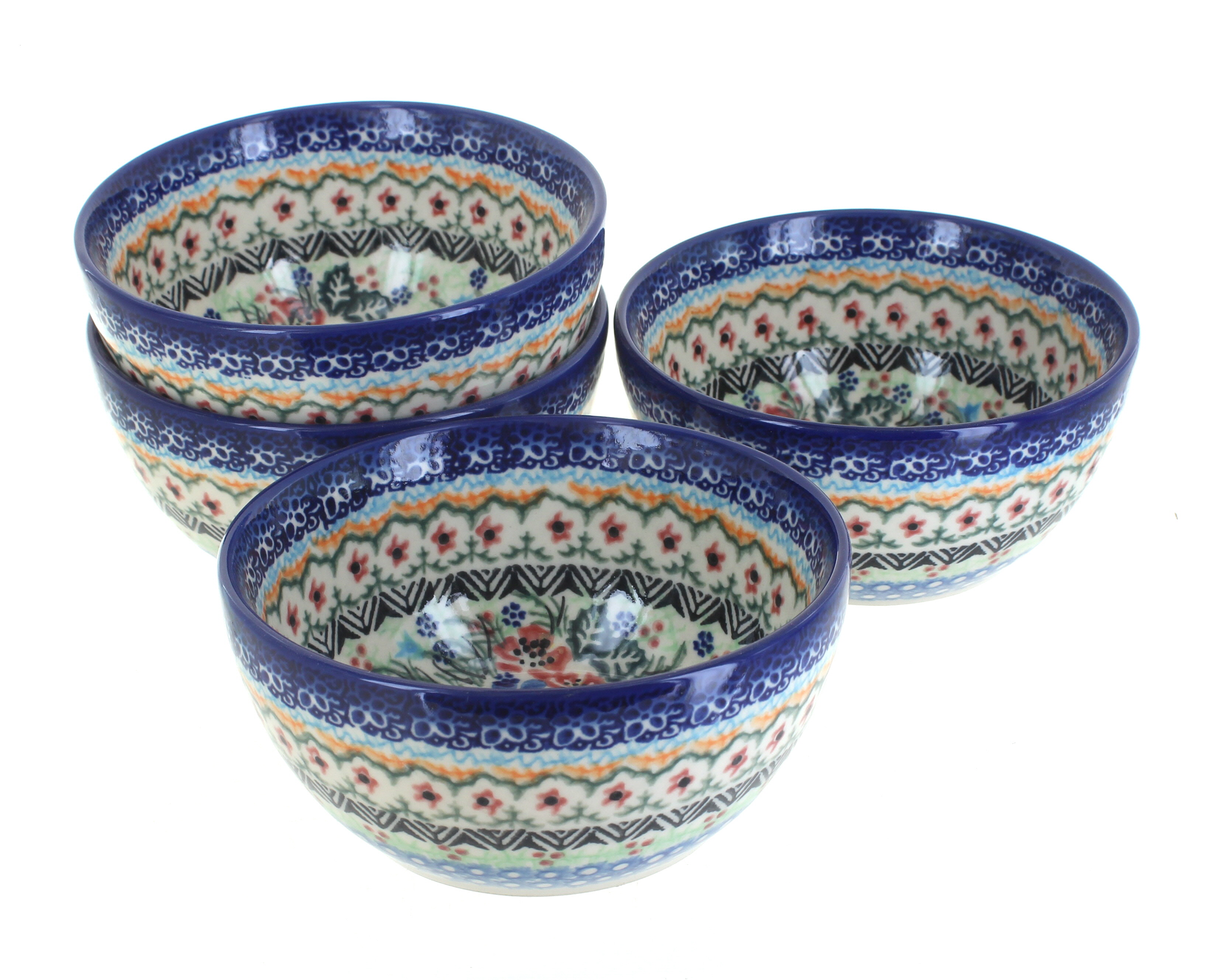 Blue Rose Polish Pottery | Ashley 4 PC Dessert Bowl Set