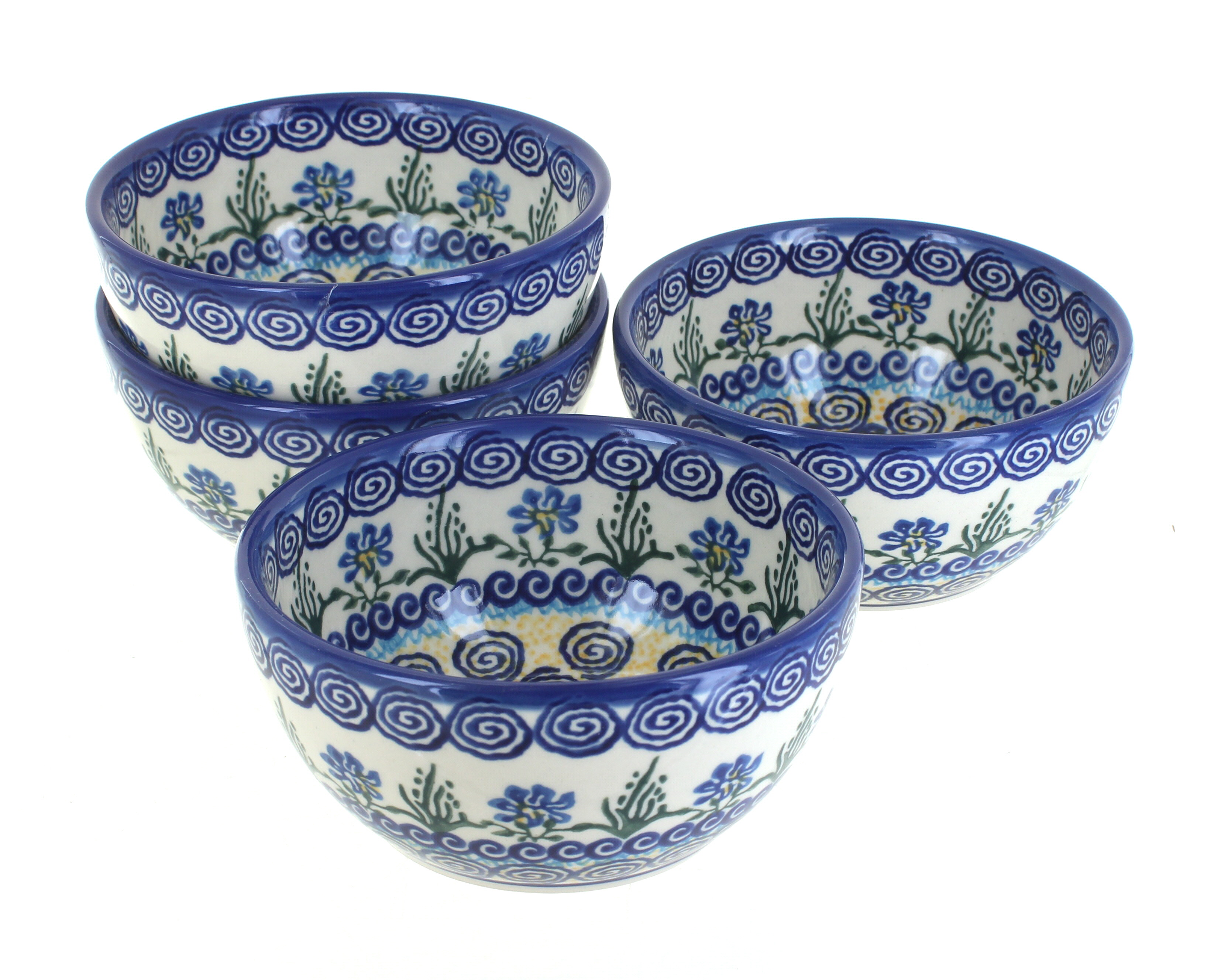 Blue Rose Polish Pottery | Charleston 4 PC Dessert Bowl Set