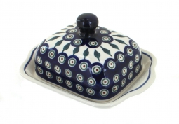 Peacock Square Butter Dish