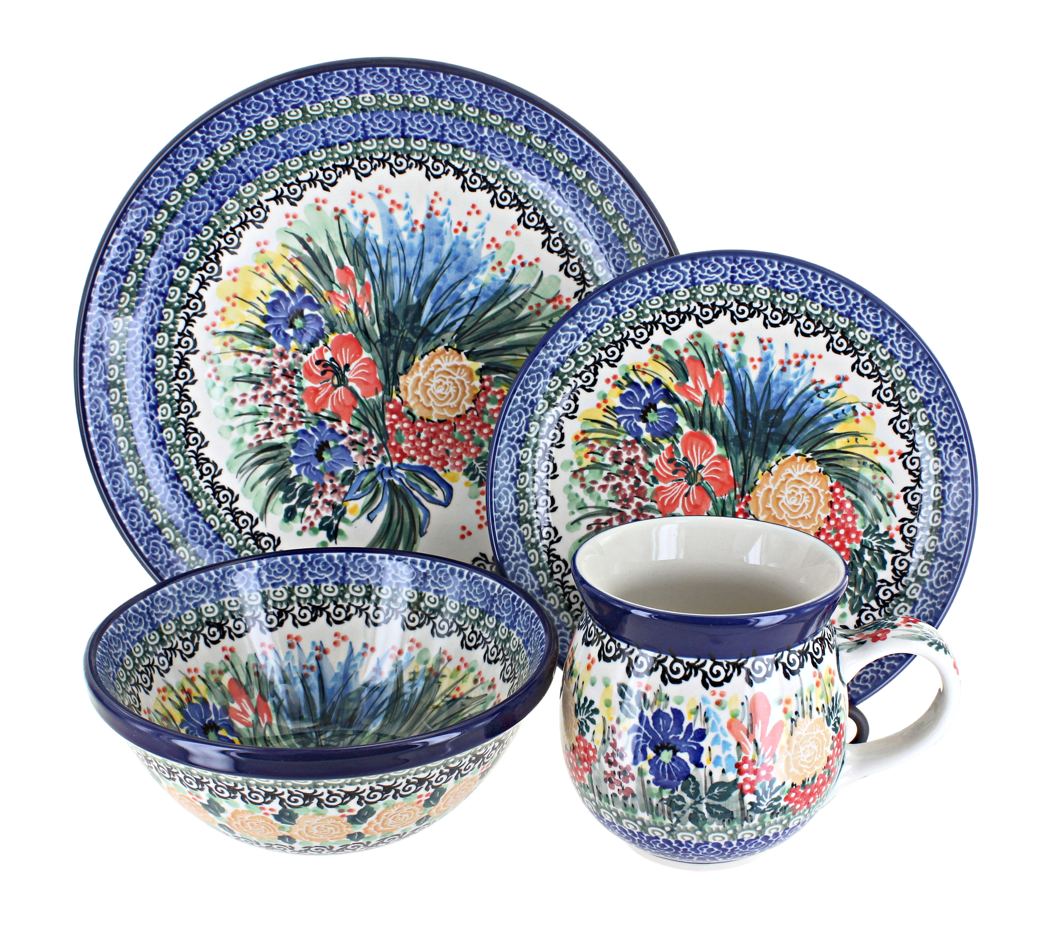 Polish Pottery - Muffin Pan - Summer Blossoms - The Polish Pottery Outlet