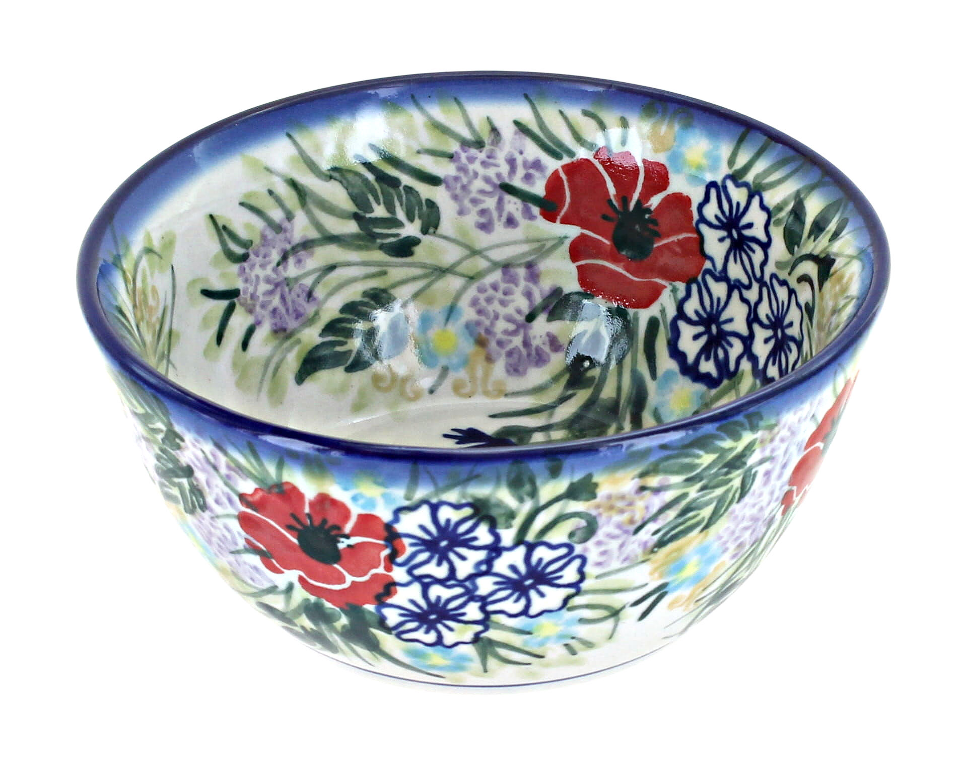 Blue Rose Polish Pottery | Summer Garden Dessert Bowl