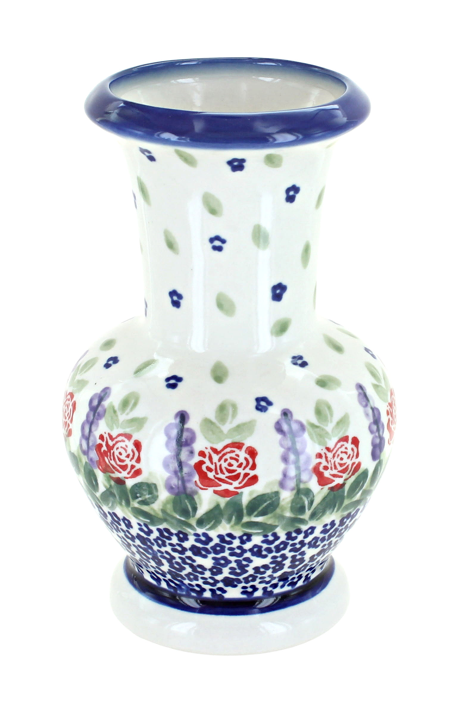 Blue Rose Polish Pottery | Roses Are Red Medium Vase