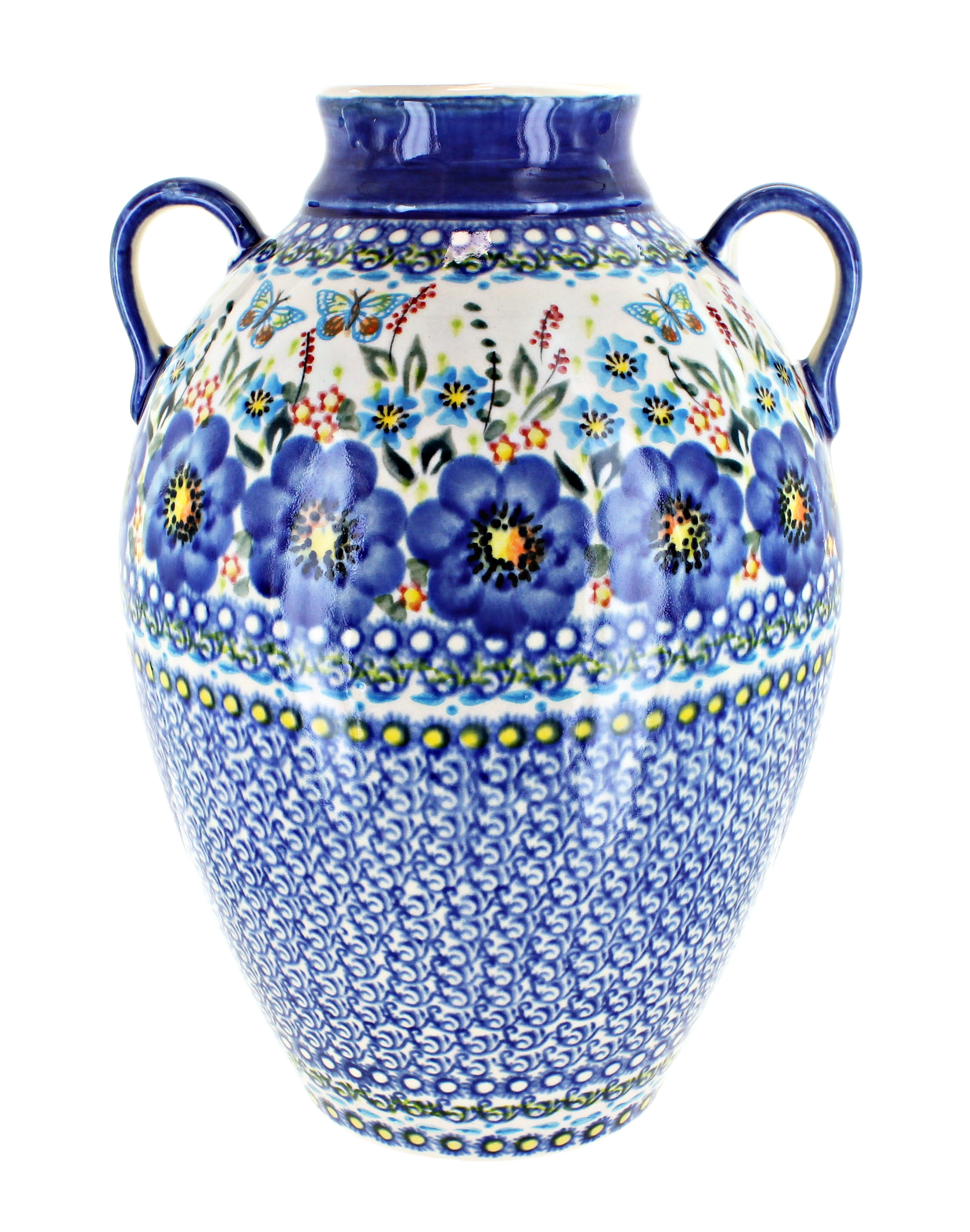 Blue Rose Polish Pottery | Garden of Blue Large Jug Vase