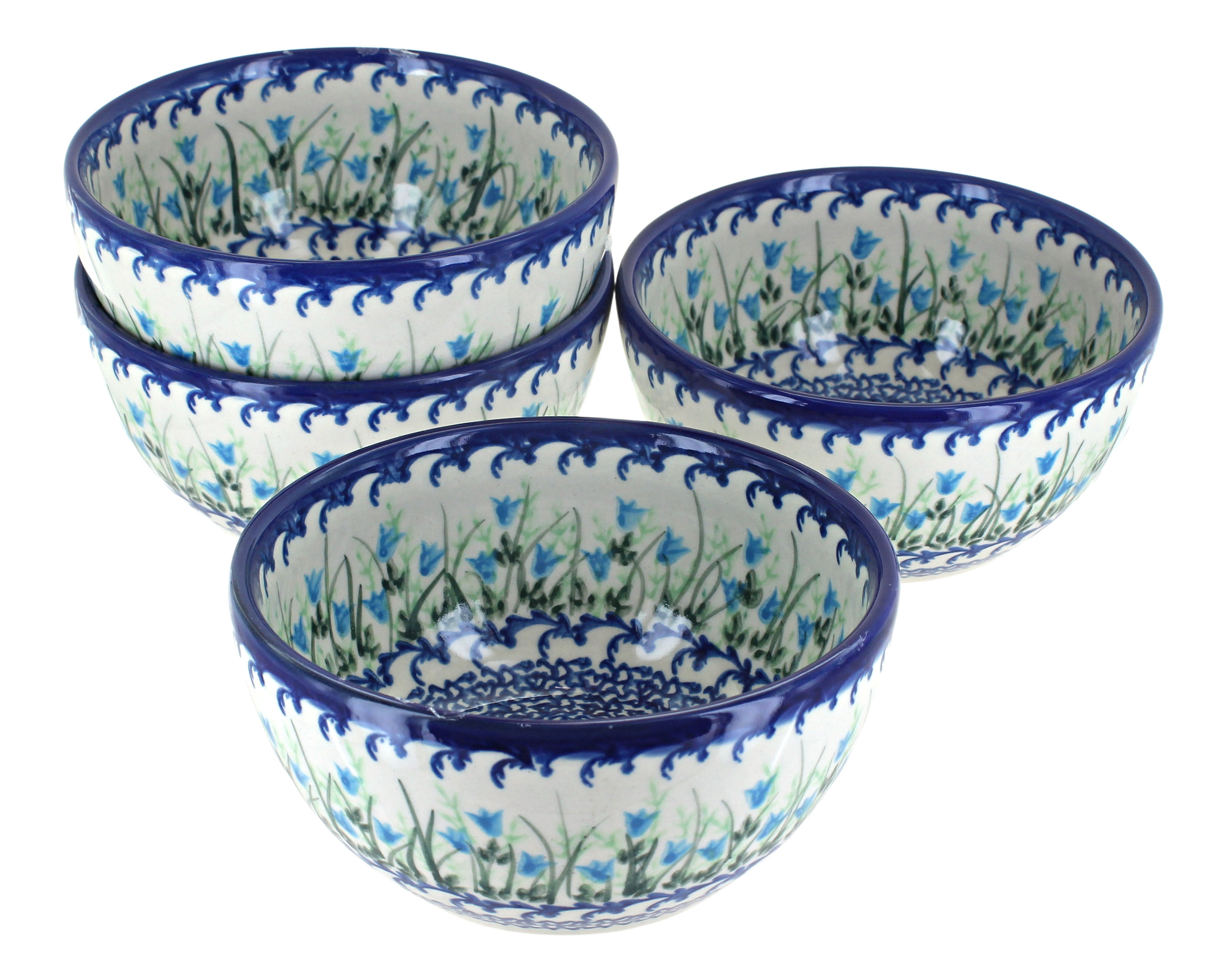 Blue Rose Polish Pottery | Misty 4 PC Dessert Bowl Set