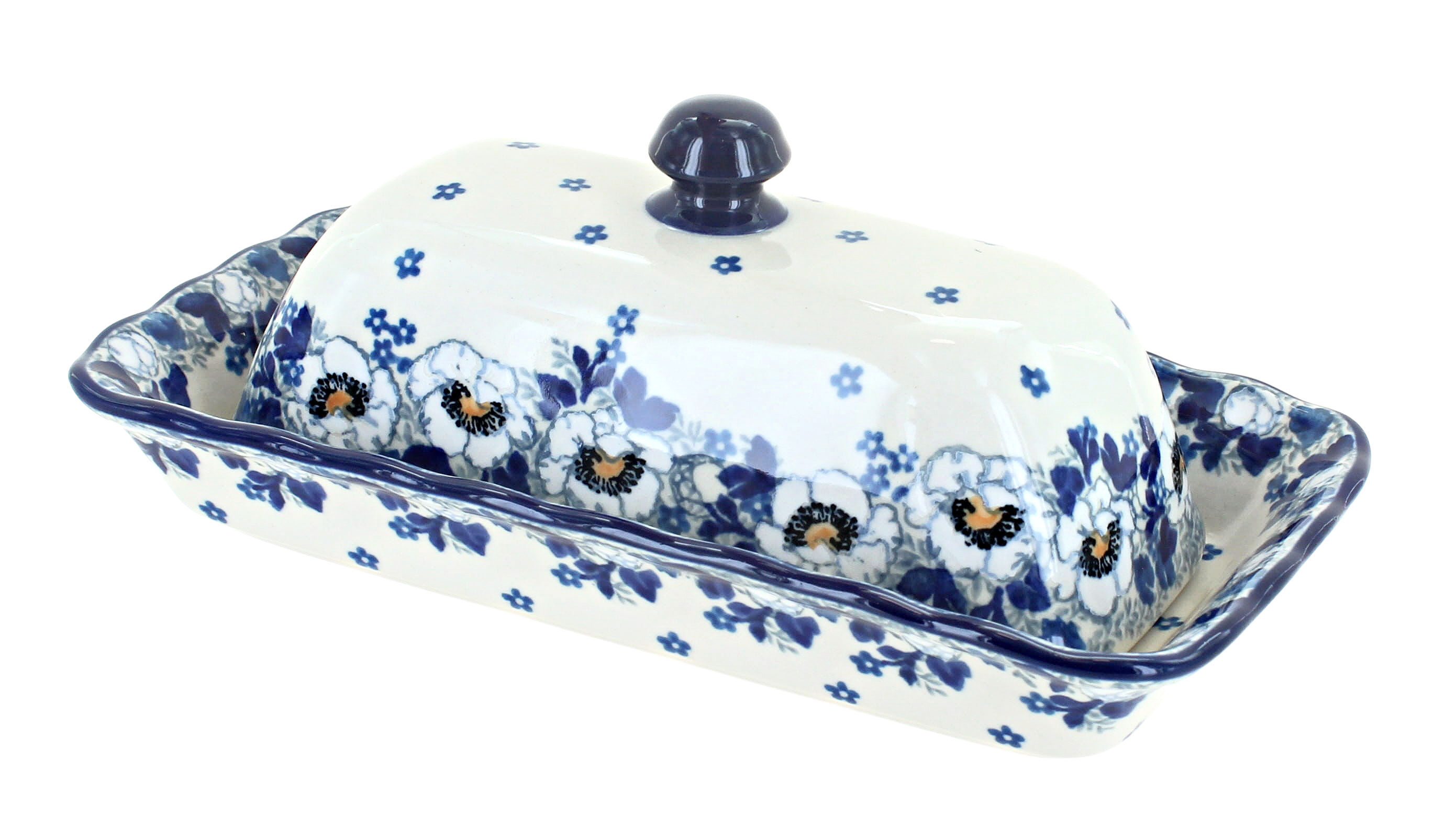 Blue Rose Polish Pottery | Georgia Blue Butter Dish