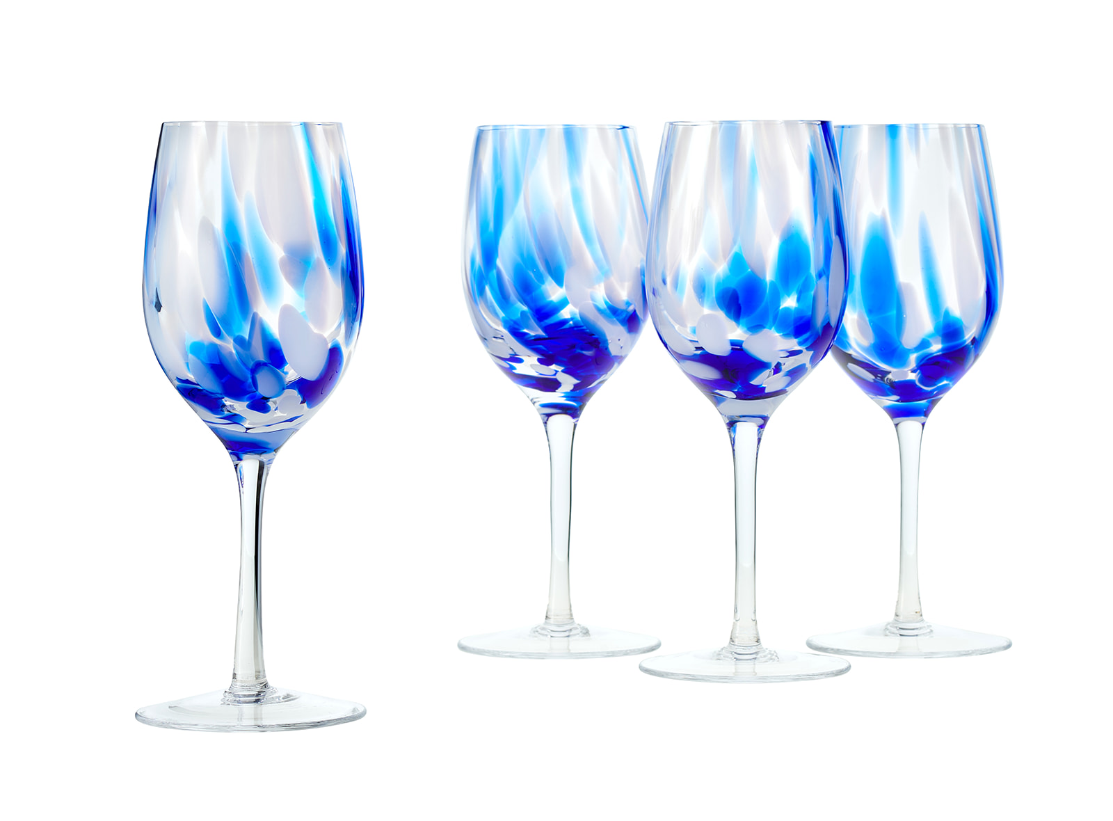 Modern Cobalt Blue Fluted Champagne Glasses Made in Romania for