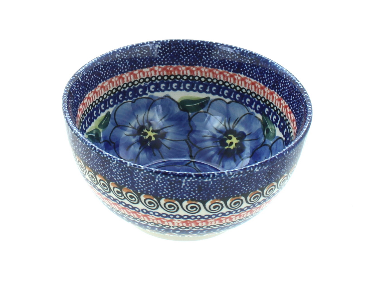 Blue Rose Polish Pottery | Blue Art Dessert Bowl