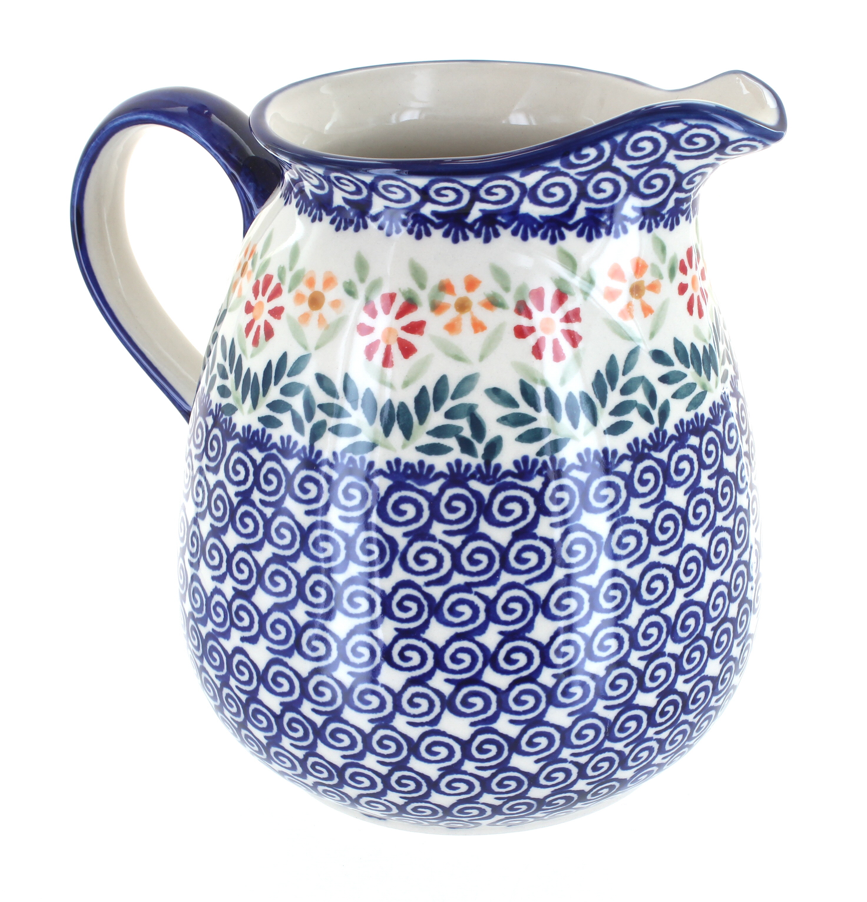 Blue Rose Polish Pottery | Garden Bouquet Pitcher