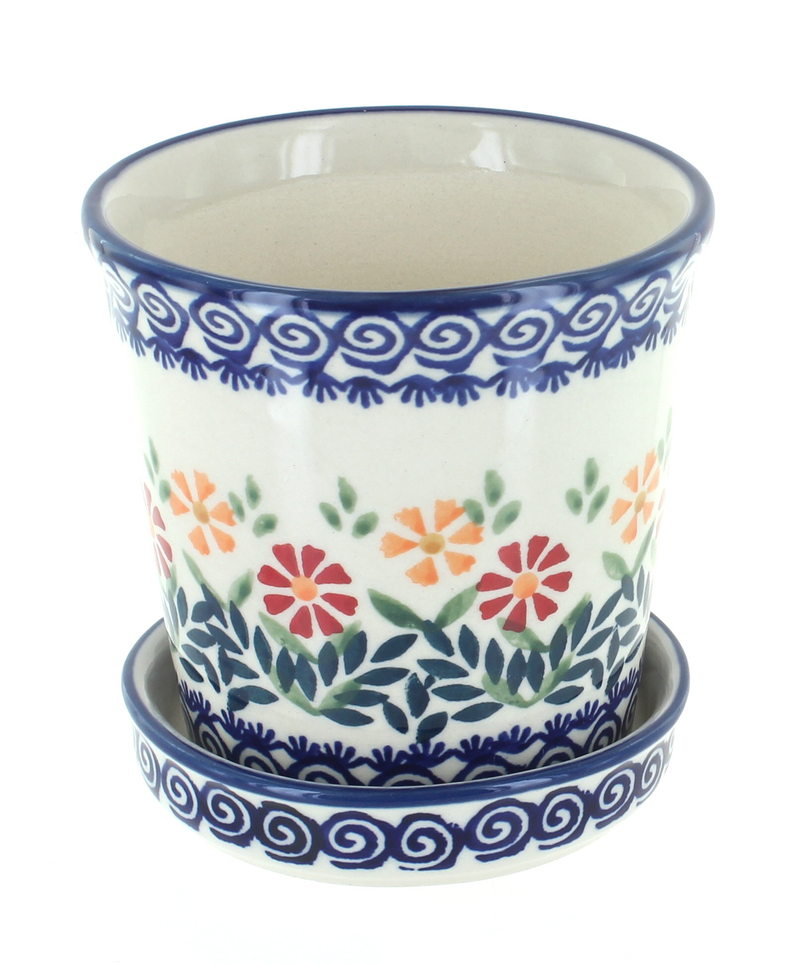 Blue Rose Polish Pottery | Garden Bouquet Flower Pot