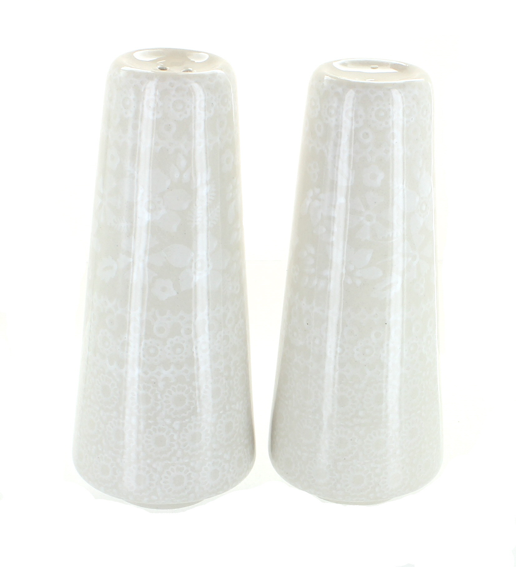 large white salt and pepper shakers