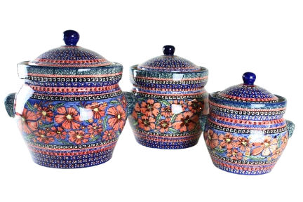 Set of 3 Harvest Kitchen Canisters Set, Fruit Berries Decorated