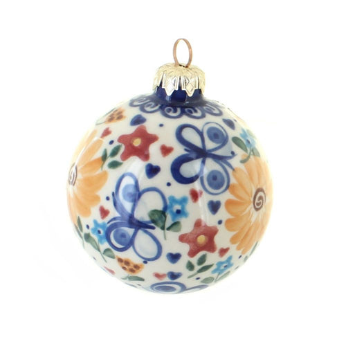 Polish Pottery Butterfly Large Christmas Ball