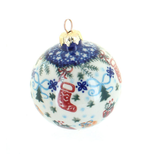 Polish Pottery Christmas Bounty Large Christmas Ball
