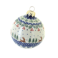 Polish Pottery Reindeer Delight Large Christmas Ball