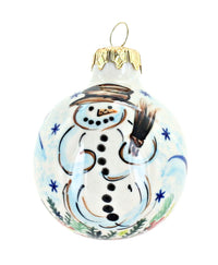 Polish Pottery Little Snowman Small Christmas Ball