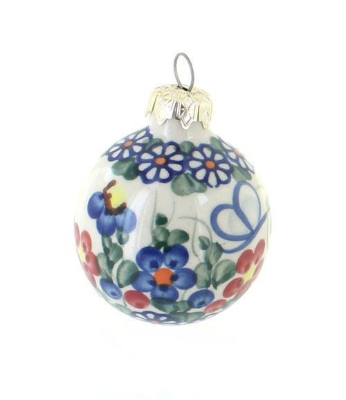 Polish Pottery Garden Butterfly Small Christmas Ball