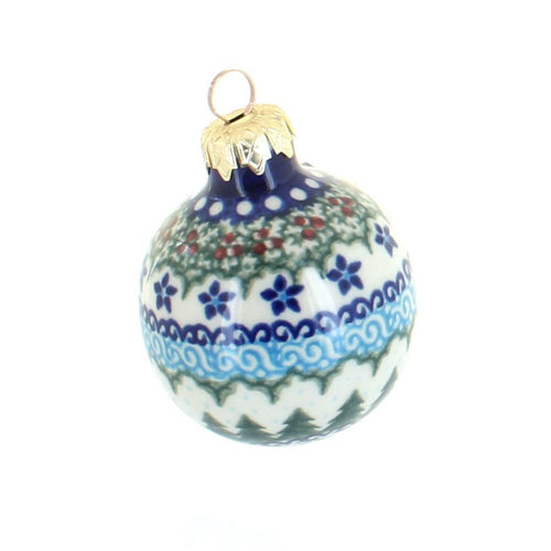 Polish Pottery Holiday Pine Small Christmas Ball