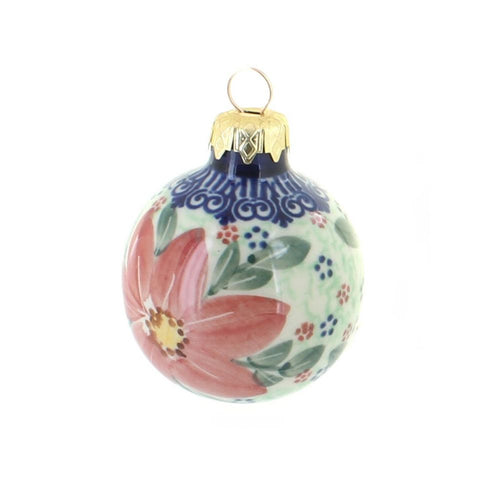 Polish Pottery Poinsettia Small Christmas Ball