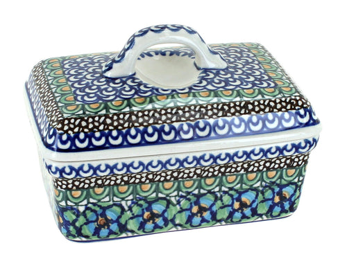 Polish Pottery Mardi Gras Butter Tub