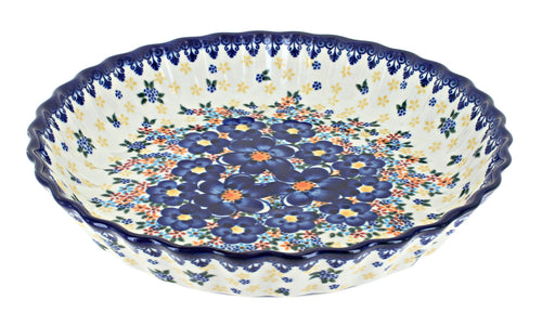 Polish Pottery Blue Dahlia Pie Plate