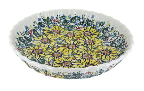 Polish Pottery Sunflower Maze Pie Plate