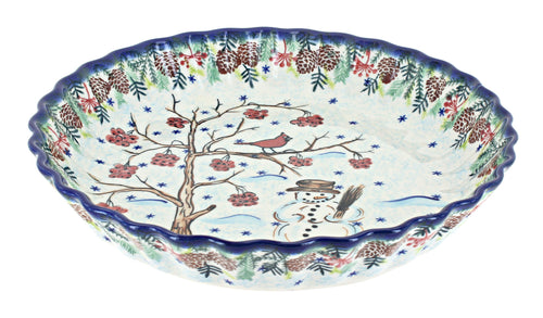 Polish Pottery Little Snowman Pie Plate