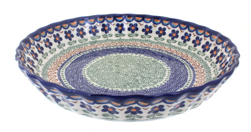 Polish Pottery Aztec Flower Pie Plate