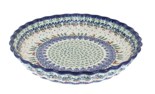 Polish Pottery Reindeer Delight Pie Plate