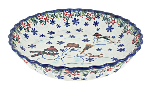 Polish Pottery Snowflake Friends Pie Plate