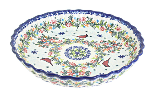 Polish Pottery Winter Cardinal Pie Plate